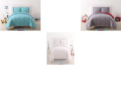 Full Gray and Red Reversible Microfiber Comforter Set