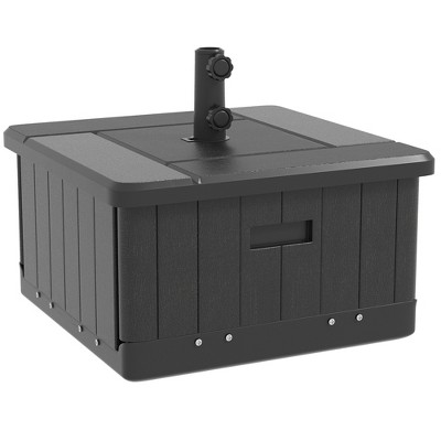 Black Plastic 3-in-1 Wheeled Outdoor Umbrella Base and Table
