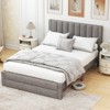 Safstar Queen Size Bed Frame w/Storage Drawer & Vertical Channel Headboard,Light Gray - 2 of 4
