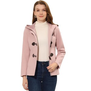 INSPIRE CHIC Women's Casual Winter Outwear Hooded Button Toggle Duffle Coat - 1 of 4