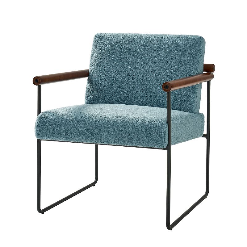 Elisa Modern Ergonomic Accent Armchair with Metal Base and Special Solid Wood Arm| ARTFUL LIVING DESIGN, 1 of 9