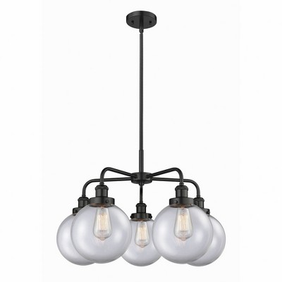 Beacon - 5 Light Stem Hung Chandelier In Art Deco Style-17.38 Inches Tall and 26 Inches Wide