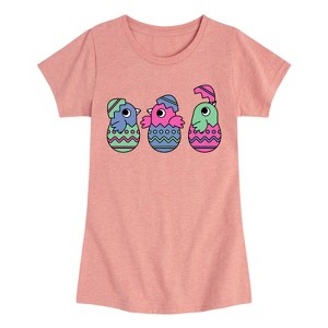 Girls' - Instant Message - Chicks In Eggs Fitted Short Sleeve Graphic T-Shirt - 1 of 4