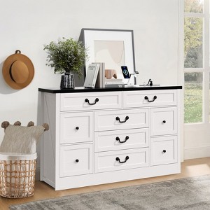 9 Drawer Dresser for Bedroom, 55" Wood Rustic Chest of Drawers, TV Stand Dresser Storage Cabinet, Storage Organizer for Living Room - 1 of 4
