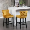 VYNXARIA Contemporary Velvet Upholstered Wing-Back Barstools with Button Tufted Decoration and Wooden Legs,Set of 2 (Gold) - 2 of 4
