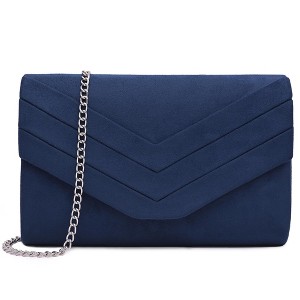 Clutch Purse for Women, Suede Envelope Evening Purses Crossbody Shoulder Clutch Bag (Navy Blue) - 1 of 4