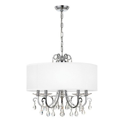 Elegant 5-Light Chandelier in Polished Chrome with Silk Shade