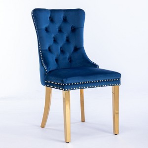 NicBex Dining Chairs Set of 2 Bar stool Upholstered Chair Contemporary Velvet Barstools with Button Tufted Decoration and Wooden Legs - 1 of 4