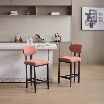 Modern 26" Counter Bar Stools with Backs Set of 2, Fabric Counter Height Chairs with Black Metal Legs for Kitchen Island – Cuddlewood