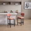 Set of 2 Counter Height Bar Stools, 26" Modern Upholstered Fabric Chairs with Backs and Black Metal Legs for Kitchen Island or Dining Room – Koiai - 2 of 4