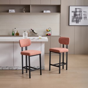 Modern 26" Counter Bar Stools with Backs Set of 2, Fabric Counter Height Chairs with Black Metal Legs for Kitchen Island – Cuddlewood - 1 of 4