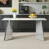 63" Rectangle Dining Room Table with Top and Silver Stainless Steel Butterfly Legs, Modern Dining Table for Kitchen or Apartment-The Pop Home - 2 of 4