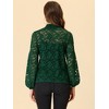 INSPIRE CHIC Women's See Through Mock Neck Long Sleeve Floral Lace Blouse - 4 of 4