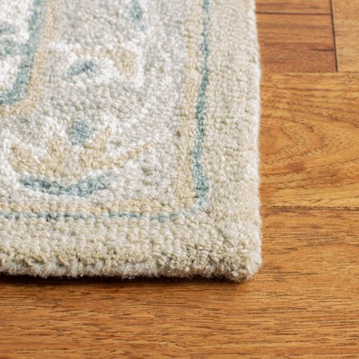 Handmade Light Grey/Ivory Tufted Wool Square Rug - 3'