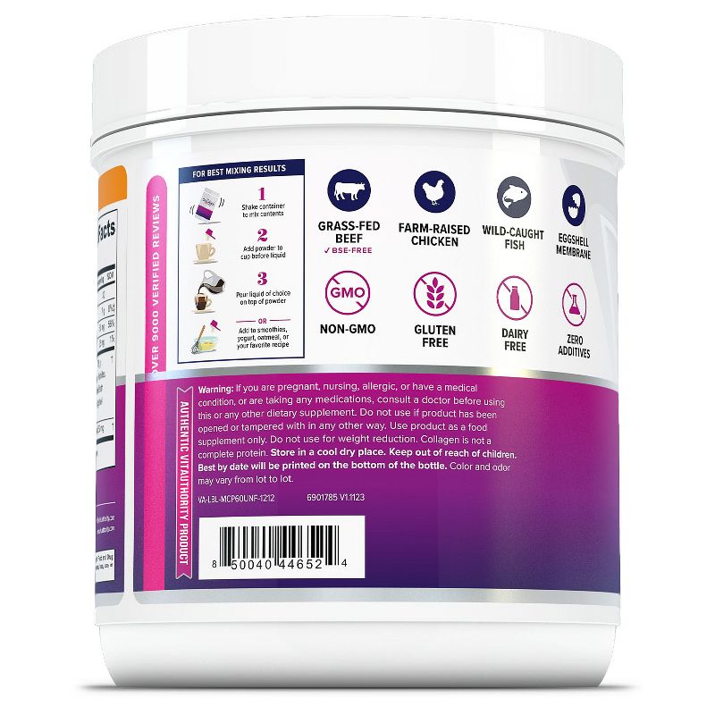 Multi Collagen Protein Plus, Unflavored, Vitauthority, BONUS SIZE 60 servings, 3 of 4