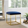 Modway Anticipate Velvet Round Ottoman – Navy Upholstery with Gold Base, Glam Modern Footrest or Extra Seat for Home - 4 of 4
