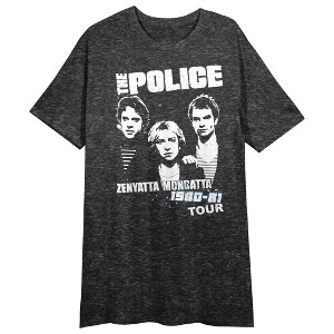 The Police Zenyatta Mondatta 1980-81 Tour Crew Neck Short Sleeve Gray Heather Women's Night Shirt - 1 of 2