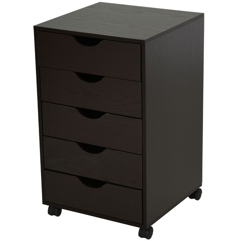 HOMCOM 5 Drawer Office Cabinet Storage Organizer Cabinet with Nordic Minimalist Modern Style & Wheels, 1 of 7