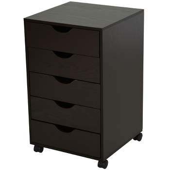 HOMCOM 5 Drawer Office Cabinet Storage Organizer Cabinet with Nordic Minimalist Modern Style & Wheels