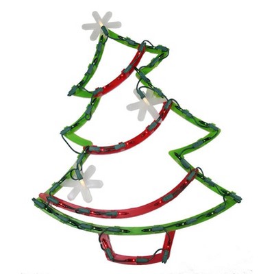 Impact Innovations 18" Lighted Christmas Tree with Star Ornaments Window Silhouette Decoration