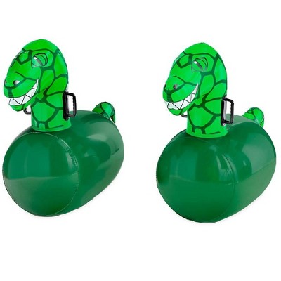 HearthSong Inflatable Hop 'n Go Ride-On Dinosaur Bouncy Toy, Set of Two