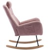 Modern Nursery Rocking Chair Soft Upholstered Teddy Rocker Accent Armchair With Pocket High Backrest - 3 of 4