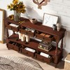 Bella Depot Retro 54'' Solid Wood Console Table with 6 Drawers and Shelf, 2-Tier Wood Couch Foyer Table for Living Room, Hallway - 2 of 4