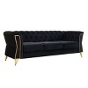 3-Seater Velvet Tufted Sofa with Wood Frame and Gold Metal Legs, 87 inch Long Modern Upholstered Couch for Living Room or Apartment-Koiai - 2 of 4