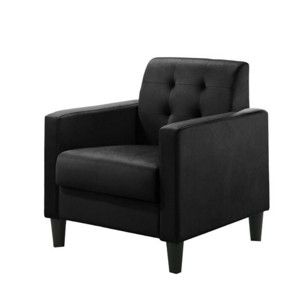 GlasFlength Accent Chairs Velvet Accent Armchair with Tufting Thick Velvet Upholstery Delicate Tufted Pattern Fits Guest Room, Black, 27"*22"*20" - 1 of 4
