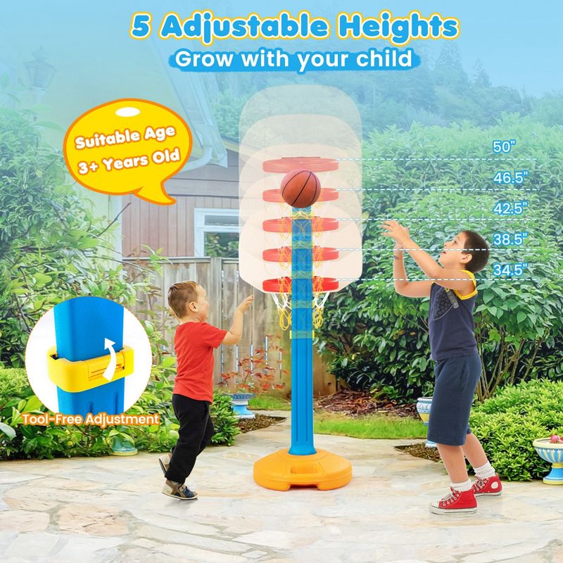 Costway Kids Children Basketball Hoop Stand Adjustable Height Indoor Outdoor Sports Toy, 3 of 10