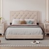 Full Size Upholstered Platform Bed with Tufted Headboard - 2 of 4