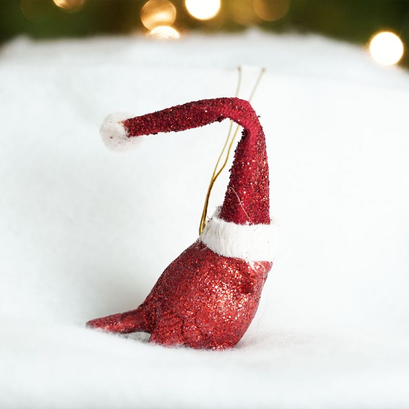 Kurt S. Adler 3" Glittered Cardinal Bird Horizontally Perched Christmas Ornament - Red, 2 of 3