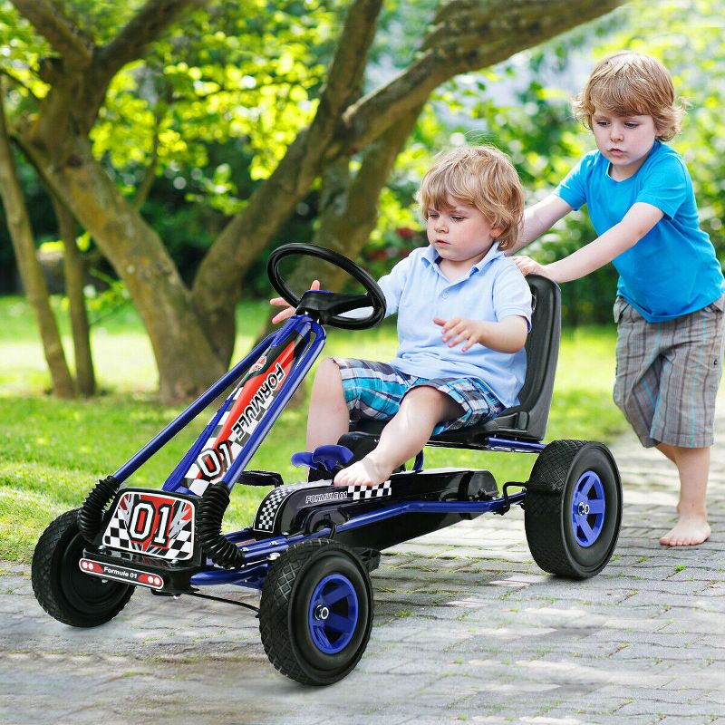 Costway 4 Wheels Kids Ride On Pedal Powered Bike Go Kart Racer Car Outdoor Play Toy, 2 of 8