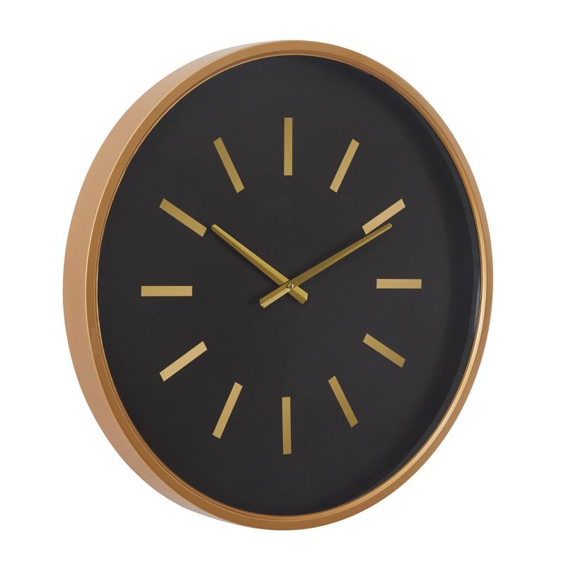 24&#34;x24&#34; Metal Wall Clock with Gold Accents Black - Olivia &#38; May, 4 of 6