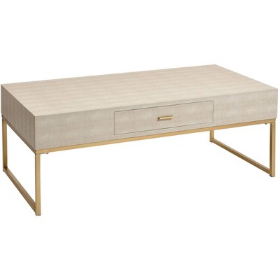 55 Downing Street Les Revoires 48 1/8" Wide Cream and Gold Coffee Table