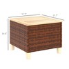 Outdoor Side Table with PE Rattan, Patio End Table with Natural Fir Wood Tabletop and Legs, Weather Resistant Accent Table for Patio Pool Porch - 3 of 4