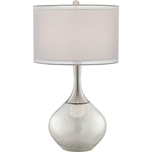 possini euro nightstand bedside sheer mercury drum shade twin lamp bedroom glass living silver modern table target
