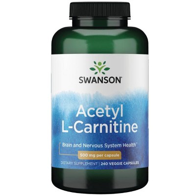 Swanson Premium Acetyl L-Carnitine Antioxidant Protection Veggie Capsules, 500 Mg, 240 Count.