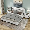 3pc Queen Pape Modern Bed with 2 Nightstands White/Metallic Gray - miBasics: Contemporary Furniture Set - 2 of 4
