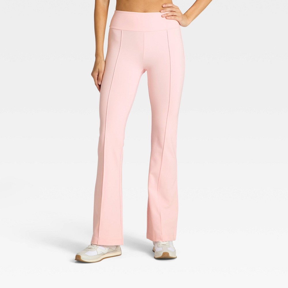 Women's High-Rise Fleece Lined Winter Flare Leggings - All In Motion™ Light Pink S