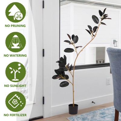 MAYEERTY Simluated Green Plants Indoor Faux Fake Trees Office Real Touch with Black Pot 1 pcs/set