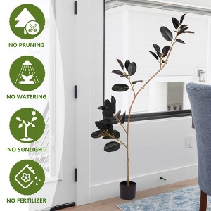 MAYEERTY Simluated Green Plants Indoor Faux Fake Trees Office Real Touch with Black Pot 1 pcs/set - 1 of 4