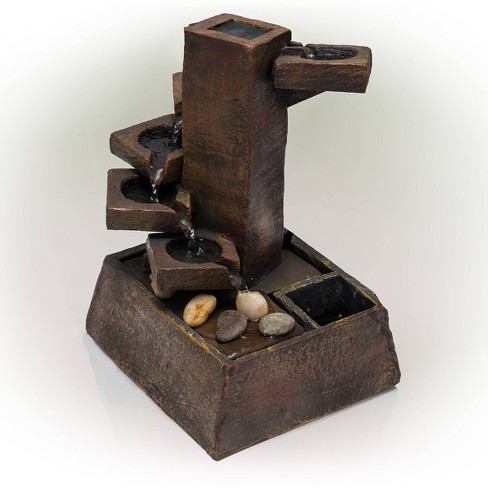 11" Resin Tiered Stone Eternity Tabletop Fountain Brown - Alpine Corporation - image 1 of 4