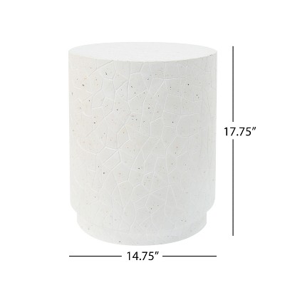 White Terrazzo Concrete Cylindrical Outdoor Side Table