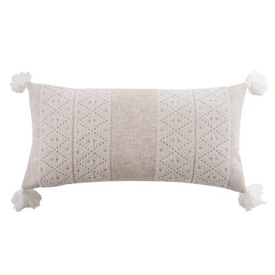 Sanira Taupe Floral Overlay Decorative Pillow - Levtex Home