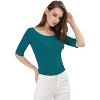 INSPIRE CHIC Women's Half Sleeves Scoop Neck Fitted Layering Soft T-Shirt - 4 of 4