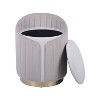 APRILSOUL Two-Toned Ottoman with Storage or Vanity Stool, Taupe - 4 of 4