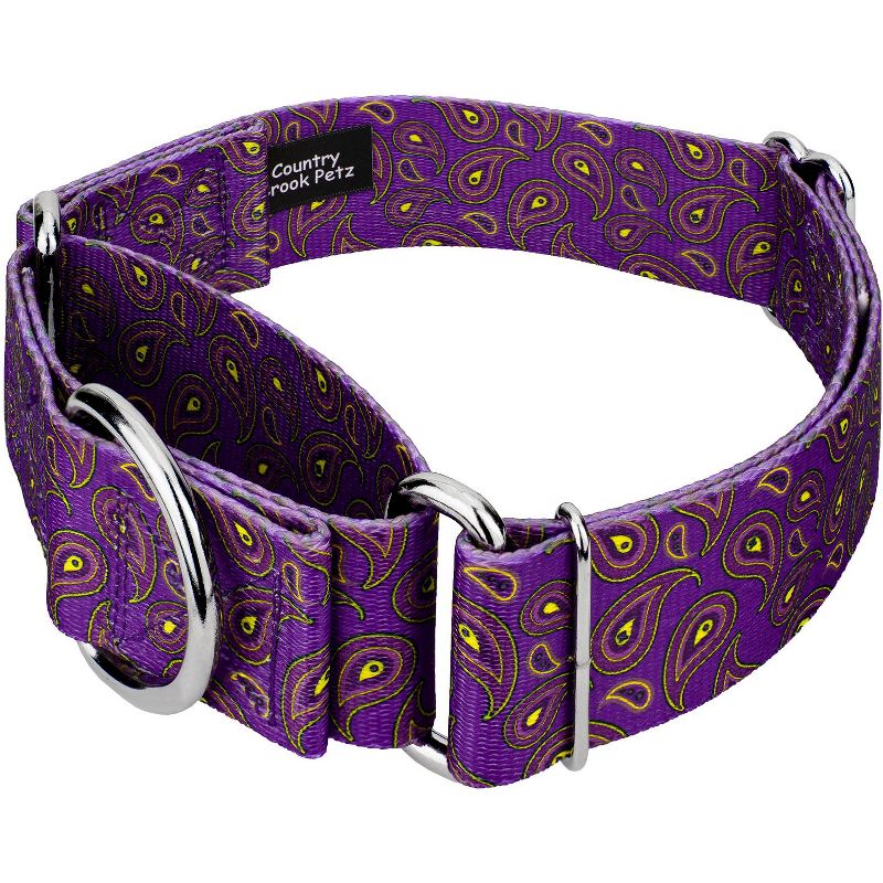Country Brook Petz 1 1/2 Inch Purple Paisley Martingale Dog Collar, 5 of 10