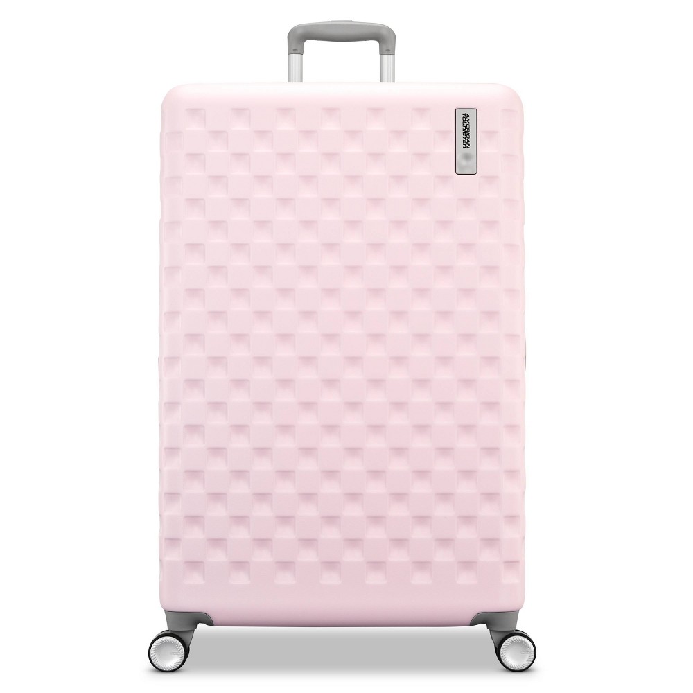 American Tourister Hardside Checked Spinner Suitcase - Light Pink