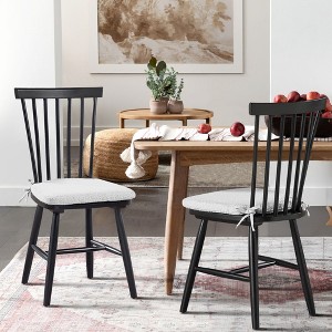 COLAMY Windsor Dining Chairs, Spindle Back Dining Room Chairs with Removable Cushions for Kitchen, Set of 2-Black - 1 of 4